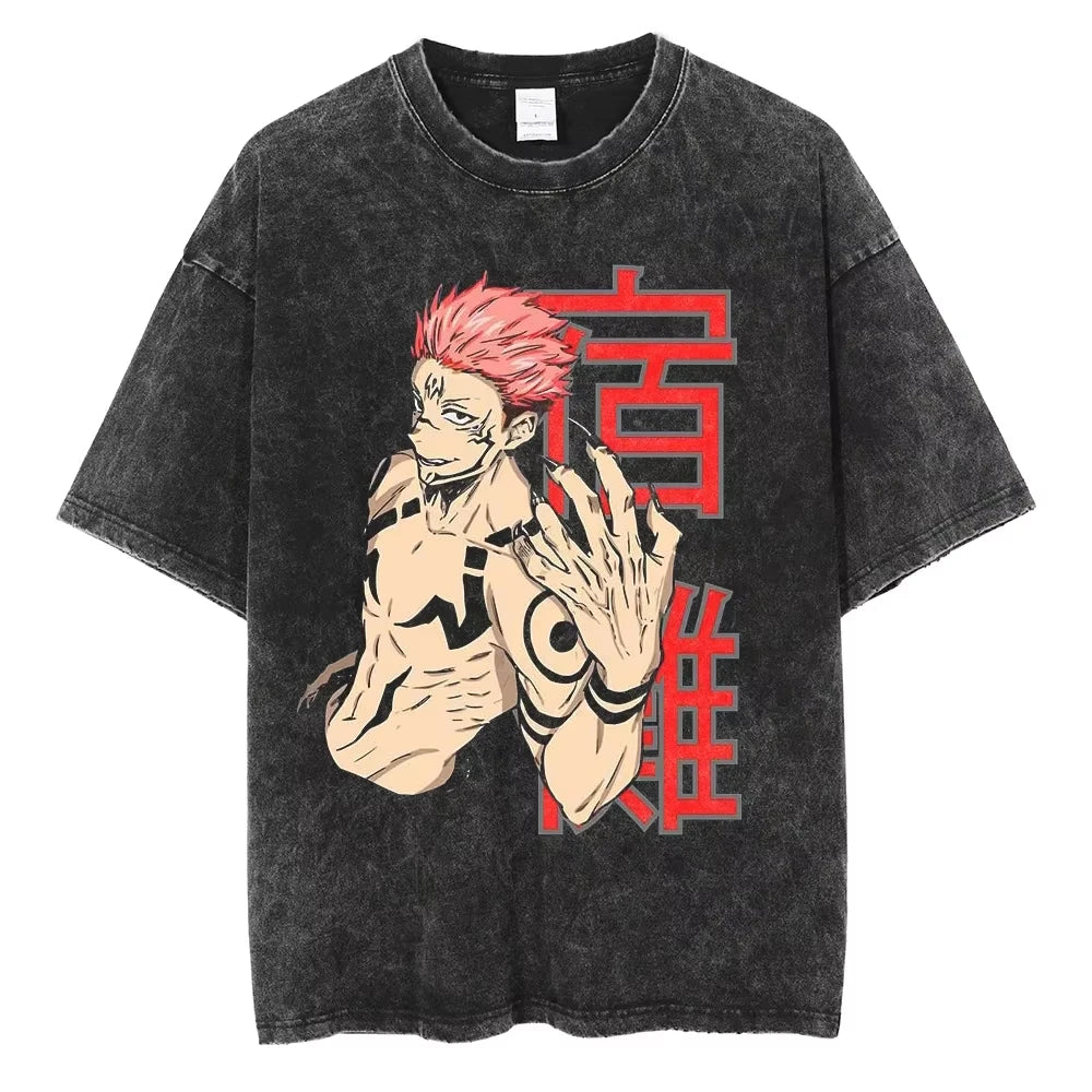 Gojo & Sukuna Acid-Wash Tee - Jujutsu Kaisen Shirt | Tekryu
