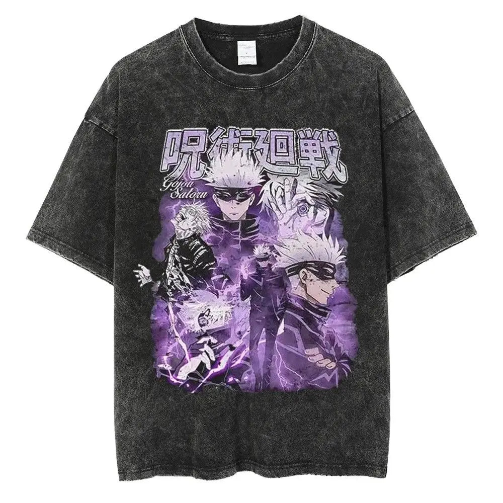 Gojo & Sukuna Acid-Wash Tee - Jujutsu Kaisen Shirt | Tekryu