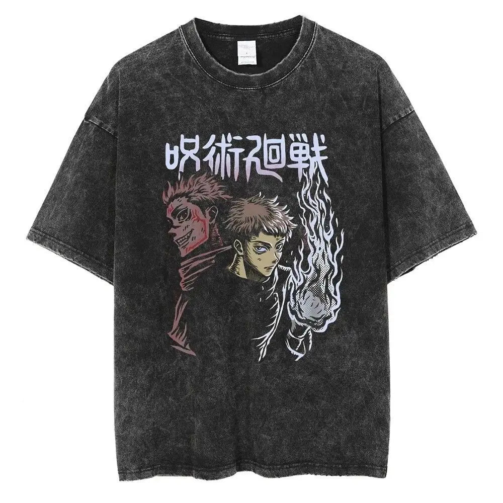 Gojo & Sukuna Acid-Wash Tee - Jujutsu Kaisen Shirt | Tekryu