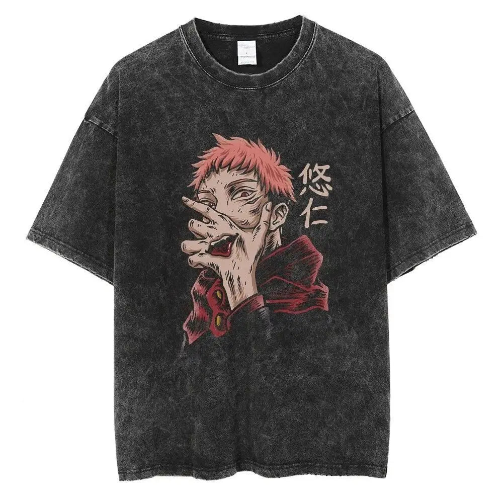 Gojo & Sukuna Acid-Wash Tee - Jujutsu Kaisen Shirt | Tekryu