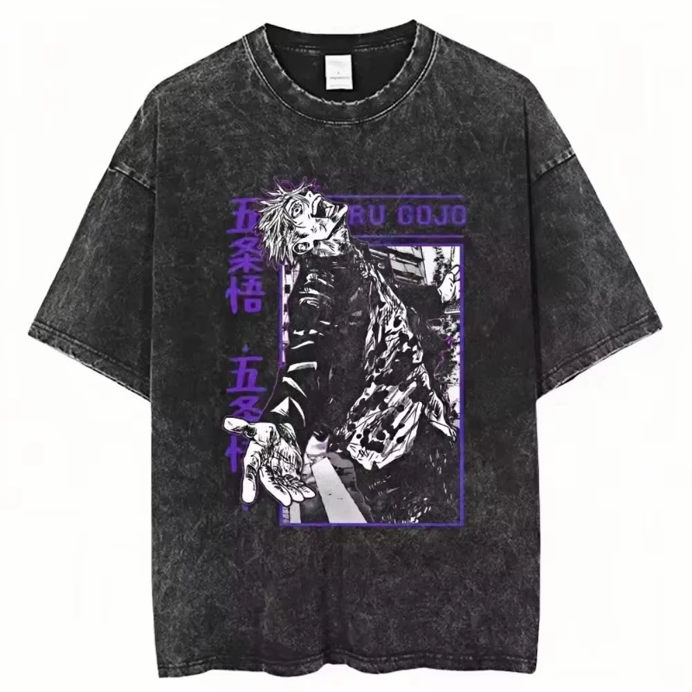 Gojo & Sukuna Acid-Wash Tee - Jujutsu Kaisen Shirt | Tekryu