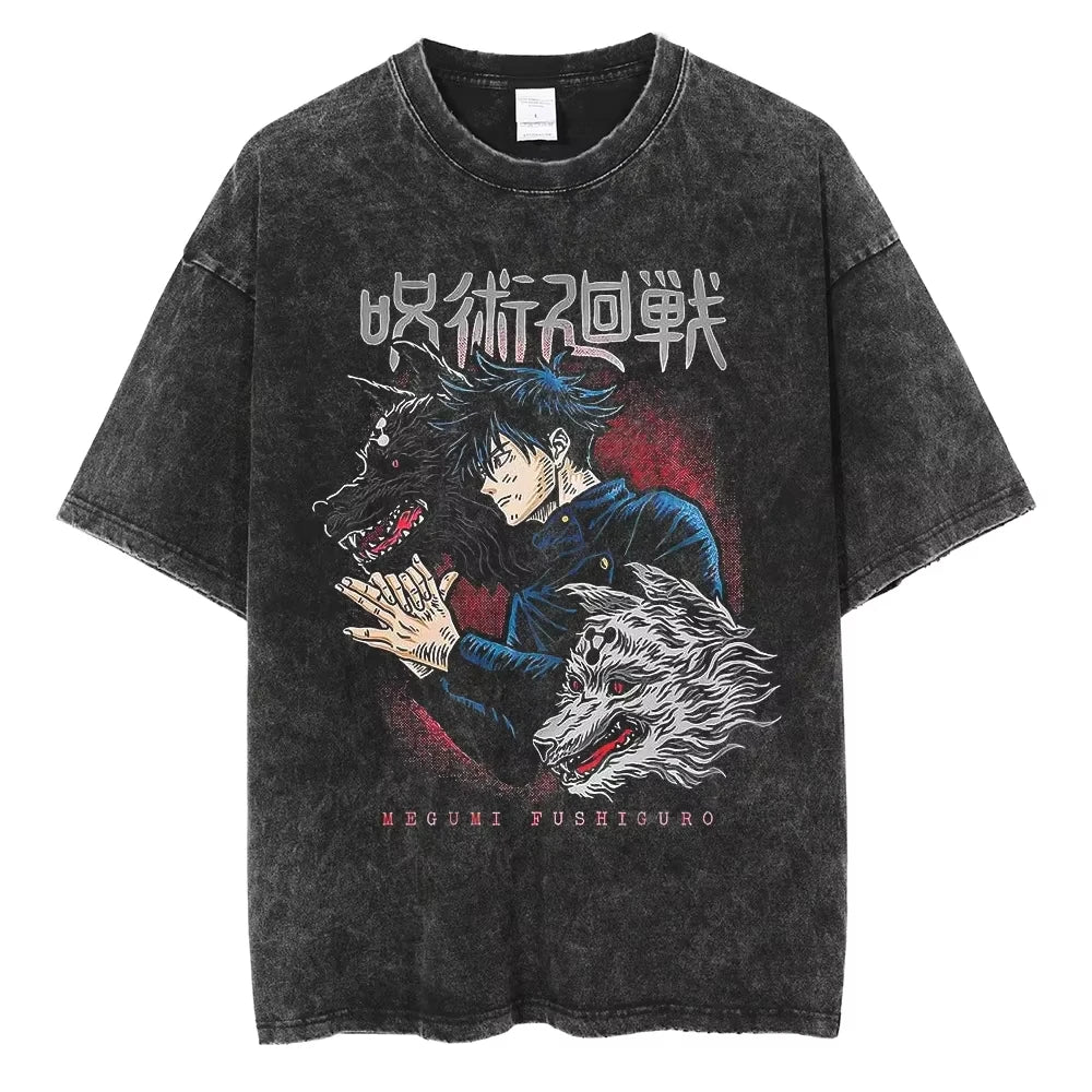 Gojo & Sukuna Acid-Wash Tee - Jujutsu Kaisen Shirt | Tekryu