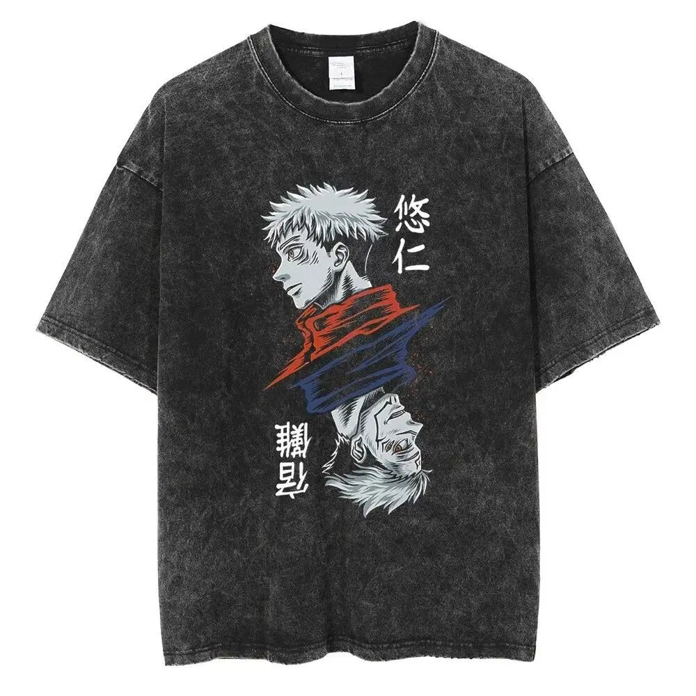 Gojo & Sukuna Acid-Wash Tee - Jujutsu Kaisen Shirt | Tekryu