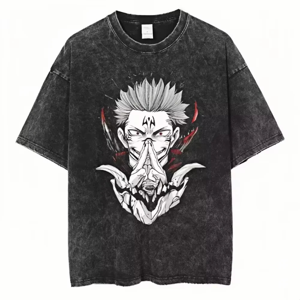 Gojo & Sukuna Acid-Wash Tee - Jujutsu Kaisen Shirt | Tekryu