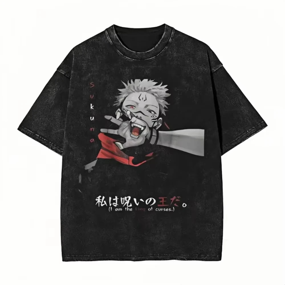 Gojo & Sukuna Acid-Wash Tee - Jujutsu Kaisen Shirt | Tekryu