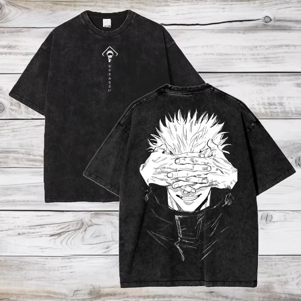Gojo & Sukuna Acid-Wash Tee - Jujutsu Kaisen Shirt | Tekryu